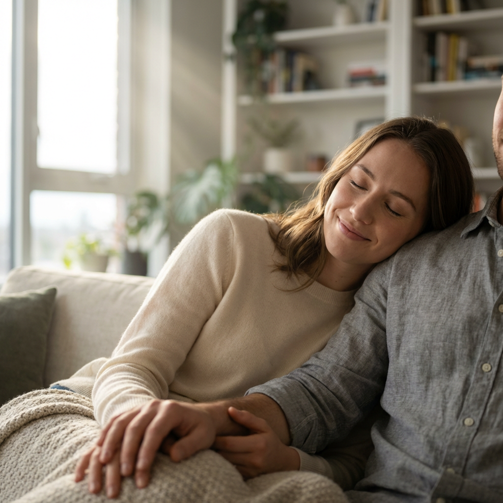 Woman feeling hopeful and at ease after pelvic pain treatment with Floora PT