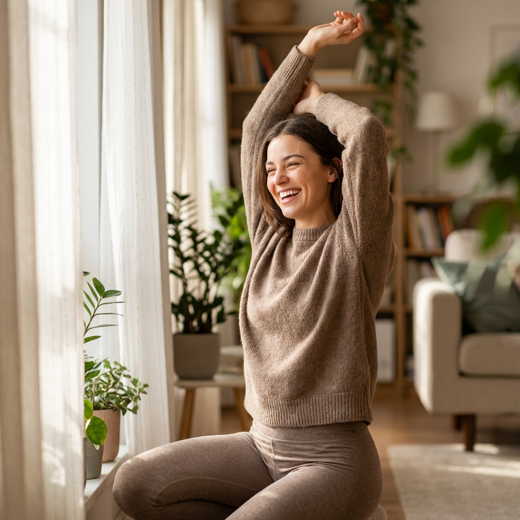 Woman finding relief from pelvic pain through physical therapy with Floora PT